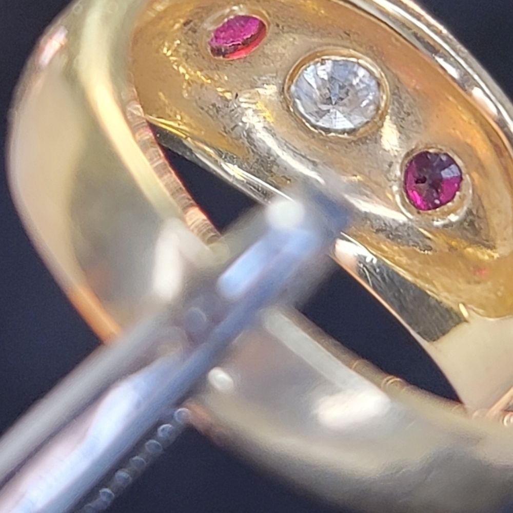 Marked ~ 14k GOLD ~ Natural Diamond 💎 & 2 Nice (Natural ?) Rubies ~ 5 grams Tot - Picture 12 of 16